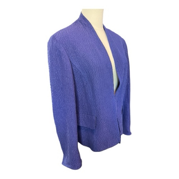 👚 NWOT JONES NEW YORK COLLECTION STUNNING Cobalt Blue Linen Silk Blazer | Sz 12 - Picture 3 of 11